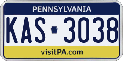 PA license plate KAS3038
