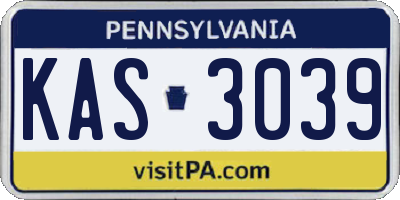 PA license plate KAS3039