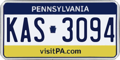 PA license plate KAS3094