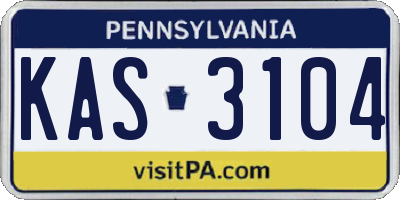 PA license plate KAS3104