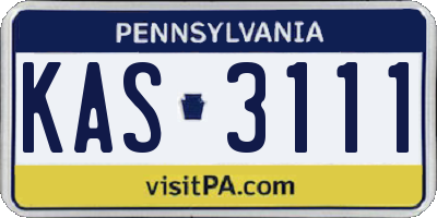 PA license plate KAS3111