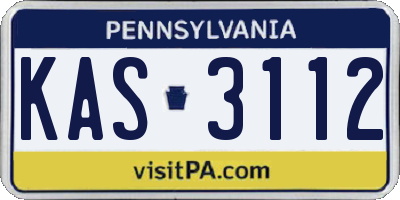 PA license plate KAS3112