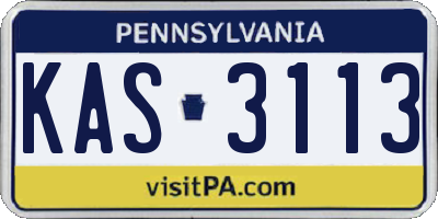 PA license plate KAS3113
