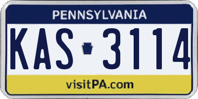PA license plate KAS3114