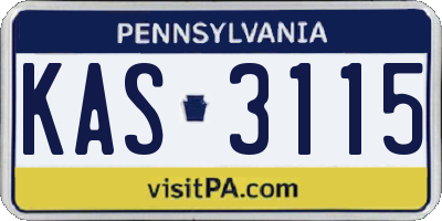 PA license plate KAS3115