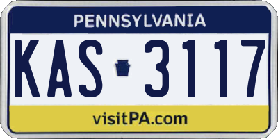 PA license plate KAS3117