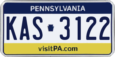 PA license plate KAS3122