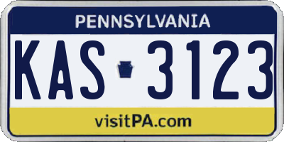 PA license plate KAS3123