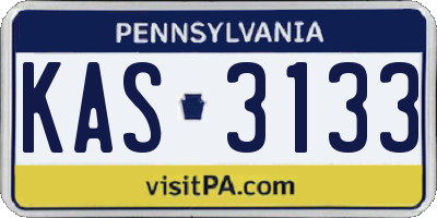 PA license plate KAS3133