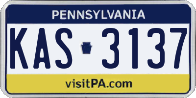 PA license plate KAS3137