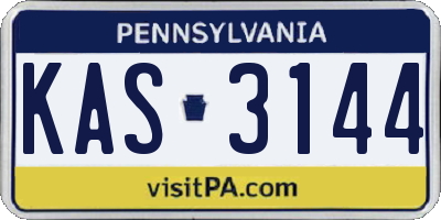 PA license plate KAS3144
