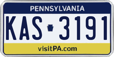 PA license plate KAS3191