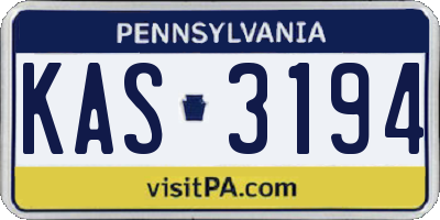 PA license plate KAS3194