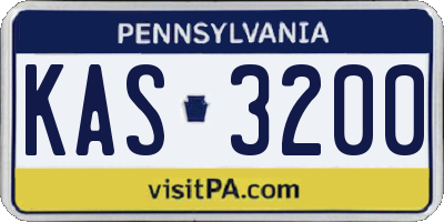 PA license plate KAS3200