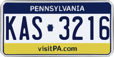 PA license plate KAS3216