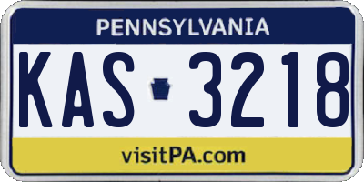 PA license plate KAS3218
