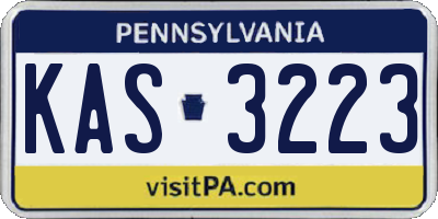 PA license plate KAS3223