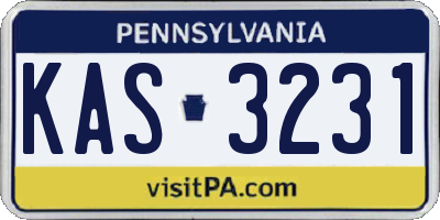 PA license plate KAS3231