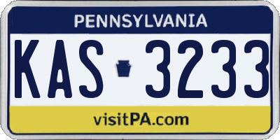 PA license plate KAS3233