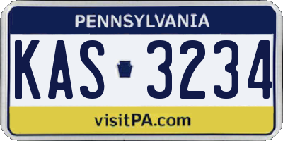 PA license plate KAS3234