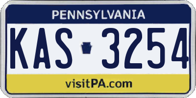 PA license plate KAS3254