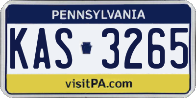 PA license plate KAS3265