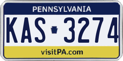 PA license plate KAS3274