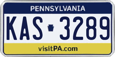 PA license plate KAS3289