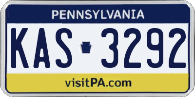 PA license plate KAS3292