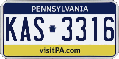 PA license plate KAS3316