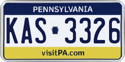 PA license plate KAS3326