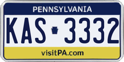 PA license plate KAS3332