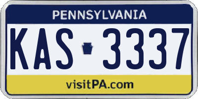 PA license plate KAS3337
