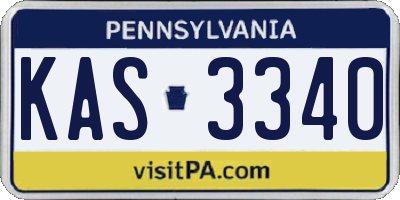 PA license plate KAS3340