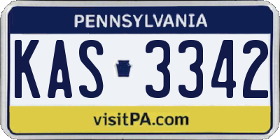 PA license plate KAS3342