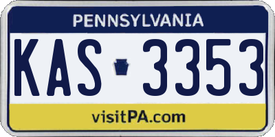 PA license plate KAS3353