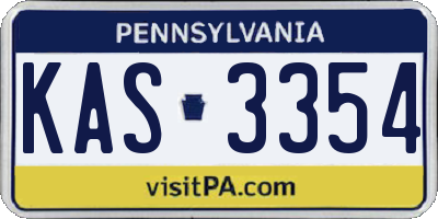 PA license plate KAS3354