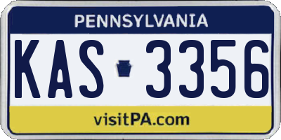 PA license plate KAS3356