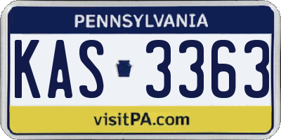 PA license plate KAS3363