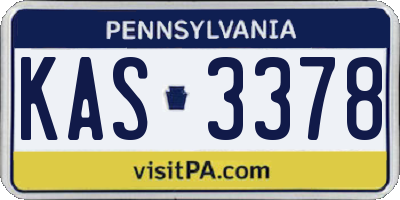 PA license plate KAS3378