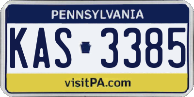 PA license plate KAS3385