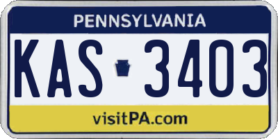 PA license plate KAS3403