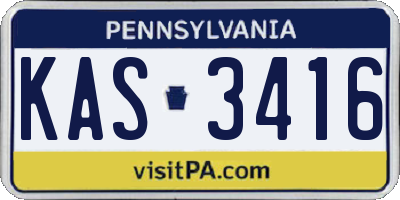 PA license plate KAS3416