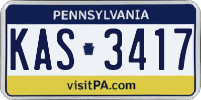 PA license plate KAS3417
