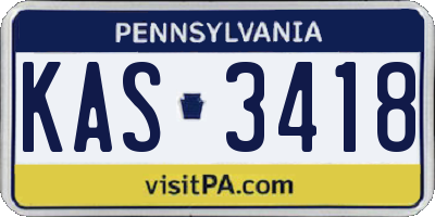 PA license plate KAS3418