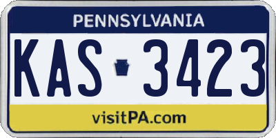 PA license plate KAS3423