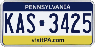 PA license plate KAS3425