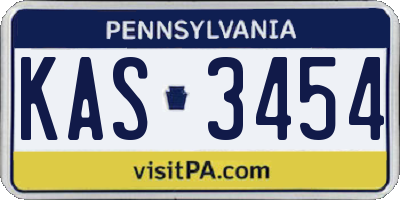 PA license plate KAS3454