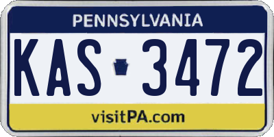 PA license plate KAS3472