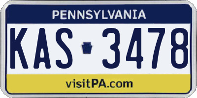 PA license plate KAS3478